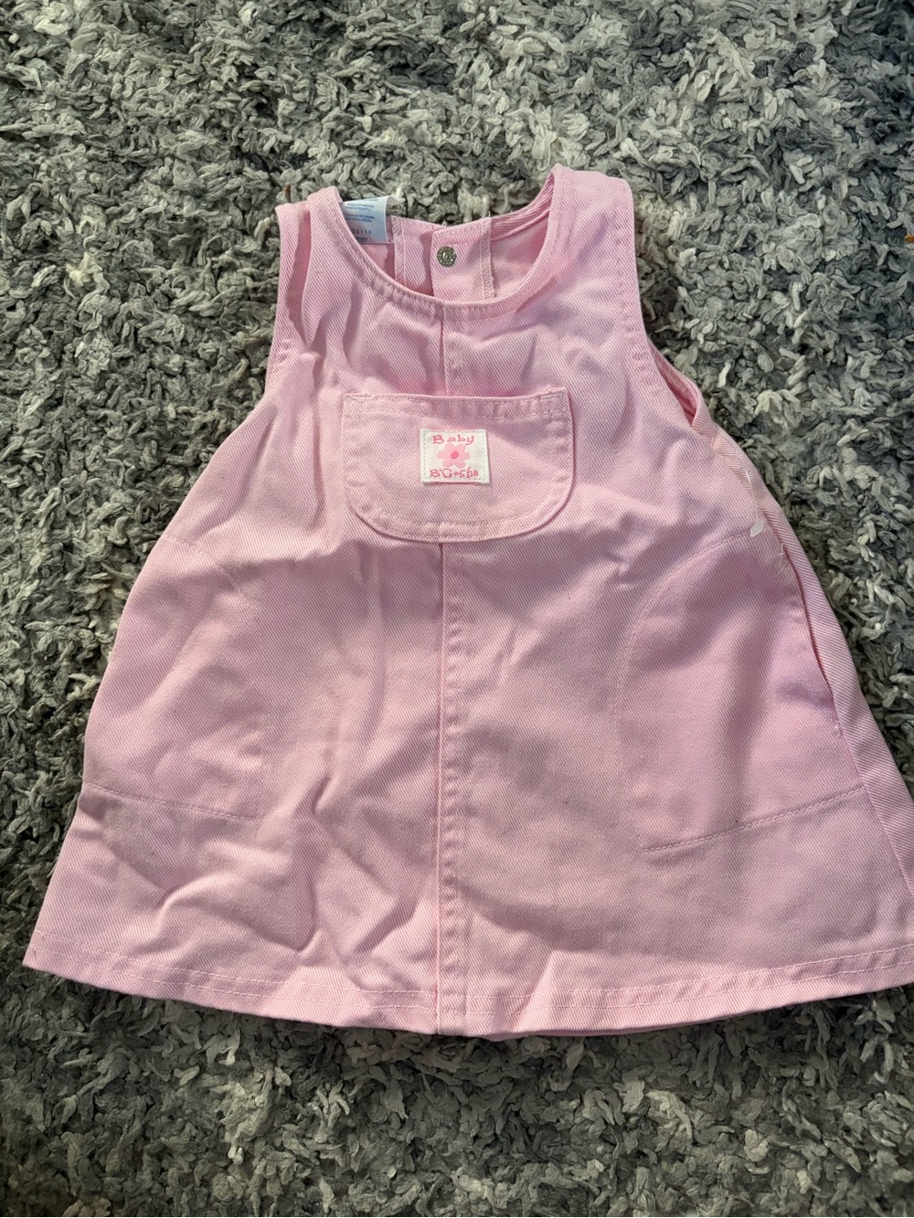 Vintage Baby BGosh OshKosh Pink Denim Cotton Jumper Dress Sz 12 Months